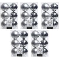 Decoris Kerstballen - 30x stuks - zilver - kunststof mat/glans - 8 cm