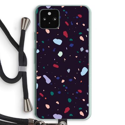 Dark Rounded Terrazzo: Pixel 5a 5G Transparant Hoesje met koord