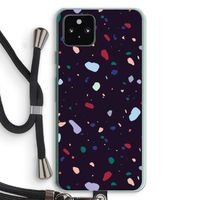 Dark Rounded Terrazzo: Pixel 5a 5G Transparant Hoesje met koord