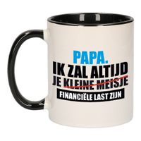 Papa financiele last mok / beker zwart wit 300 ml - Cadeau mokken - Vaderdag