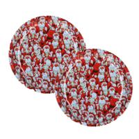 HI bord met kerstmannen - 2x - rood/wit - metaal - 26 cm - kerstontbijt - kerstdiner - kerstartikele