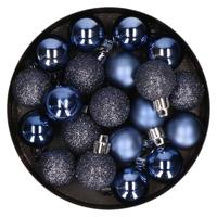 Cosy & Trendy mini kerstballen - 60x st - donkerblauw - 3 cm - kunststof
