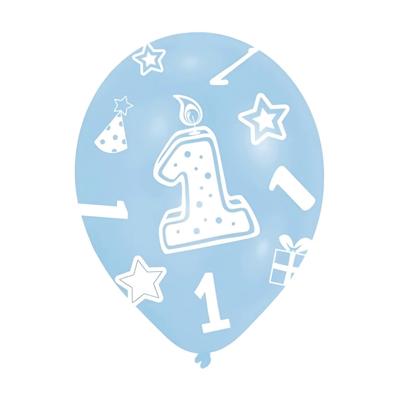 Amscan Verjaardagfeest ballon - 1 jaar - 6x stuks - blauw - leeftijd feest versiering Amscan Verjaardagfeest ballon - 1 jaar - 6x stuks - blauw - leeftijd feest versiering