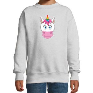 Cartoon eenhoorn trui grijs voor jongens en meisjes - Cartoon dieren sweater kinderen