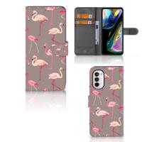 Motorola Moto G52 | Moto G82 | Telefoonhoesje | Met pasjeshouder | Flamingo