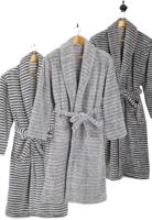 Grijze badjas fleece strepen - unisex - 3 kleuren-s/m-Grijs/wit streep Grijze badjas fleece strepen - unisex - 3 kleuren-s/m-Grijs/wit streep