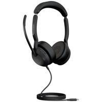 Jabra Evolve2 50 UC On Ear headset Computer Bluetooth, Kabel Stereo Zwart Noise Cancelling, Ruisonderdrukking (microfoon) Headset, Microfoon uitschakelbaar