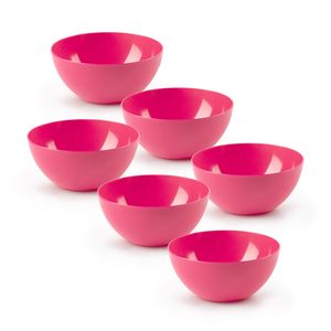 Kommetjes/schaaltjes - 6x stuks - dessert/ontbijt - kunststof - D17 x H8 cm - fuchsia roze