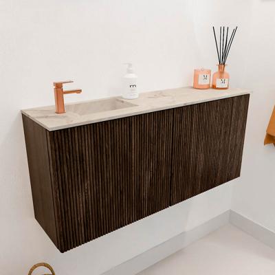 Toiletmeubel Mondiaz Joya Dlux | 90 cm | Meubelkleur Walnut | Faye wastafel Frappe Wasbak Links | 1 kraangat