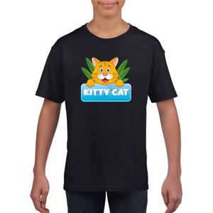 Katten dieren t-shirt zwart voor kinderen