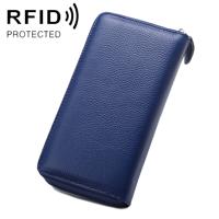 902 Antimagnetic RFID Litchi Texture Women Large Capacity Hand Wallet Purse Phone Bag with Card Slots(Blue)