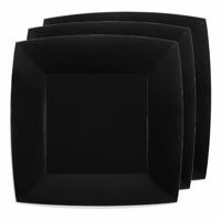 10x stuks feest bordjes zwart - karton - 23 cm - vierkant