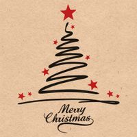 Kerst thema servetten - 20x st - 33 x 33 cm - natuur - Merry Christmas