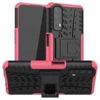 Antislip Realme 7 Hybrid Case met Standaard - Roze / Zwart - thumbnail