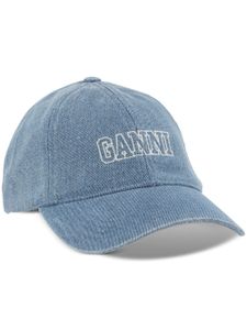 GANNI casquette en jean à logo brodé - Bleu