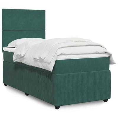Boxspring met matras fluweel donkergroen 90x200 cm