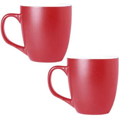 Koffie Drinkbeker/mok - 10x - rood - 440 ml - Keramiek - Koffie mokken/bekers voor onbijt en lunch Koffie Drinkbeker/mok - 10x - rood - 440 ml - Keramiek - Koffie mokken/bekers voor onbijt en lunch
