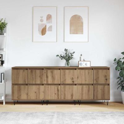 Dressoirs 3 pcs artisanaal eikenkleurig 180 x 35 x 70 cm