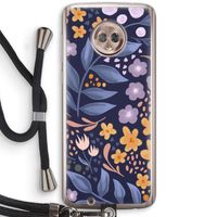 Flowers with blue leaves: Motorola Moto G6 Transparant Hoesje met koord