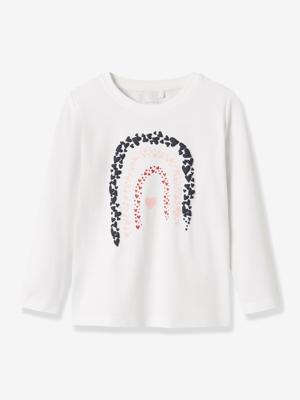 T-shirt met lange mouwen voor meisjes NMFLIRA NAME IT, boxy pasvorm wit