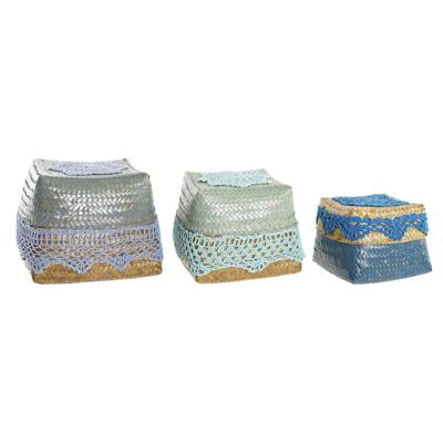 Mandenset DKD Home Decor Katoen Bamboe (22 x 27 x 27 cm)