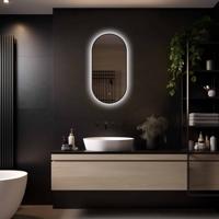 Loxa - Ovale Badkamerspiegel Vienna met led 40x80cm - Zwarte omlijsting - Dimbaar - Condensvrij vlak- Duurzame kwaliteit - Eenvoudige installatie