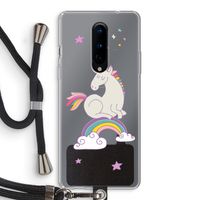 Regenboog eenhoorn: OnePlus 8 Transparant Hoesje met koord