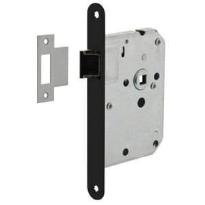 INTERSTEEL Woningbouw loopslot, voorplaat afgerond zwart gelakt, 20x175, doorn 50mm incl. sluitplaat | Mtools