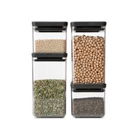 Brabantia Tasty+ Stapelbare Voorraadbus Set van 4 - 2 x 0,7 en 2 x 1,6 L - Dark Grey - thumbnail