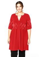 Yoek Tunic ruffled pearls | Rood | Maat 58/60