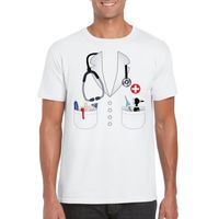 Doktersjas kostuum t-shirt wit voor heren Doktersjas kostuum t-shirt wit voor heren