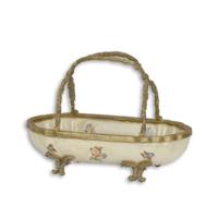 A BRONZE MOUNTED PORCELAIN BASKET A BRONZE MOUNTED PORCELAIN BASKET