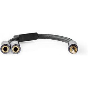 Stereo-Audiokabel | 3,5 mm Male - 2x 3,5 mm Female | Gun Metal Grey | Gevlochten kabel