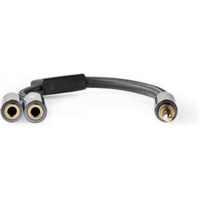 Stereo-Audiokabel | 3,5 mm Male - 2x 3,5 mm Female | Gun Metal Grey | Gevlochten kabel