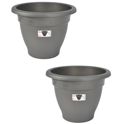 Grijze ronde plantenpot/bloempot kunststof diameter 50 cm Grijze ronde plantenpot/bloempot kunststof diameter 50 cm