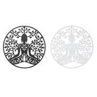 Wanddecoratie DKD Home Decor 100 x 1 x 100 cm Zwart Boeddha Wit Orientaals (2 Stuks)