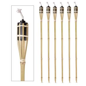 Tuinfakkels - 6x - lampenolie - bamboe hout - navulbaar - 120 cm - bruin