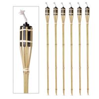 Tuinfakkels - 6x - lampenolie - bamboe hout - navulbaar - 120 cm - bruin