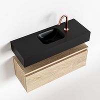 Toiletmeubel Mondiaz Andor | 80 cm | Meubelkleur Washed oak | Lex vrijhangend wastafel Urban Midden | 1 kraangat