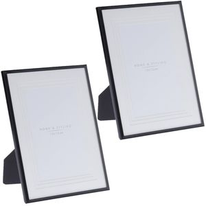 2x stuks aluminium fotolijst zwart geschikt voor een foto van 15 x 20 cm - Fotolijsten