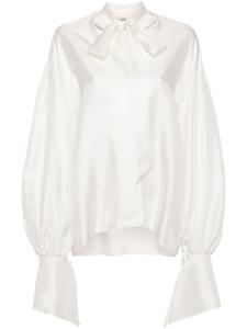 MANURI blouse en soie à fronces - Blanc