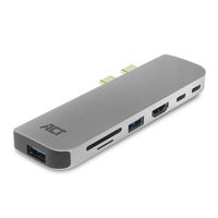 ACT AC7044 notebook dock & poortreplicator Docking USB 3.2 Gen 2 (3.1 Gen 2) Type-C Grijs - thumbnail