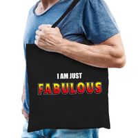 Katoenen tas / shopper zwart I am just fabulous heren - thumbnail