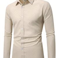 Bon&Bon Homme Men's White Long Sleeve Button Up Work Shirt - Regular Fit Apricot / M