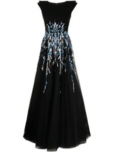 Saiid Kobeisy robe en tulle à perles - Noir