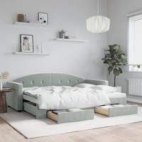 Slaapbank onderschuifbed en lades 80x200 cm fluweel lichtgrijs