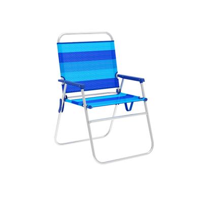 Marbueno Opklapbare Stoel Aluminium met Blauwe Strepen Kussen Strand en Zwembad 52X56X80 cm 10244