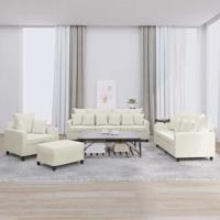 4-delige Loungeset met kussens fluweel crèmekleurig