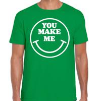 Verkleed T-shirt voor heren - you make me - smiley - groen - carnaval - foute party - feestkleding - thumbnail