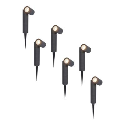 Set van 6 Pinero LED prikspots - GU10 5 Watt 400 lumen - Dimbaar - Kantelbaar - 4000K neutraal wit - IP65 waterdicht - Zwart - Tuinspot